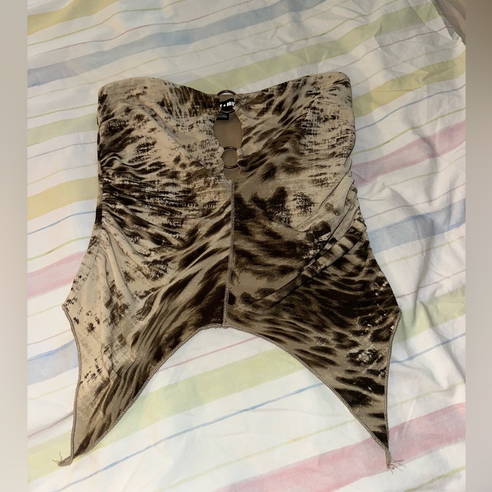 Silence + Noise Beige Strapless Top